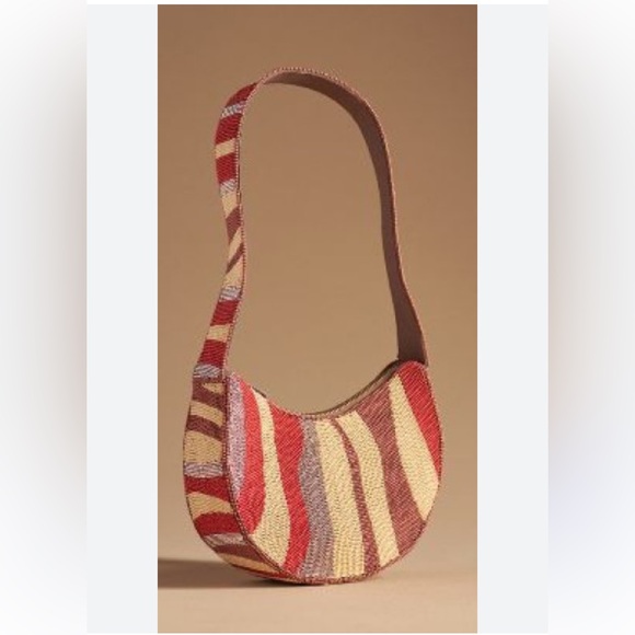 Anthropologie Handbags - Anthropologie Beaded Crescent Shoulder Bag